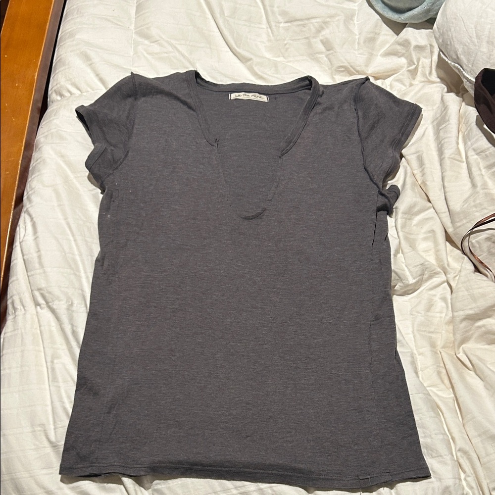 Free People Dark Gray Short Sleeve Tee